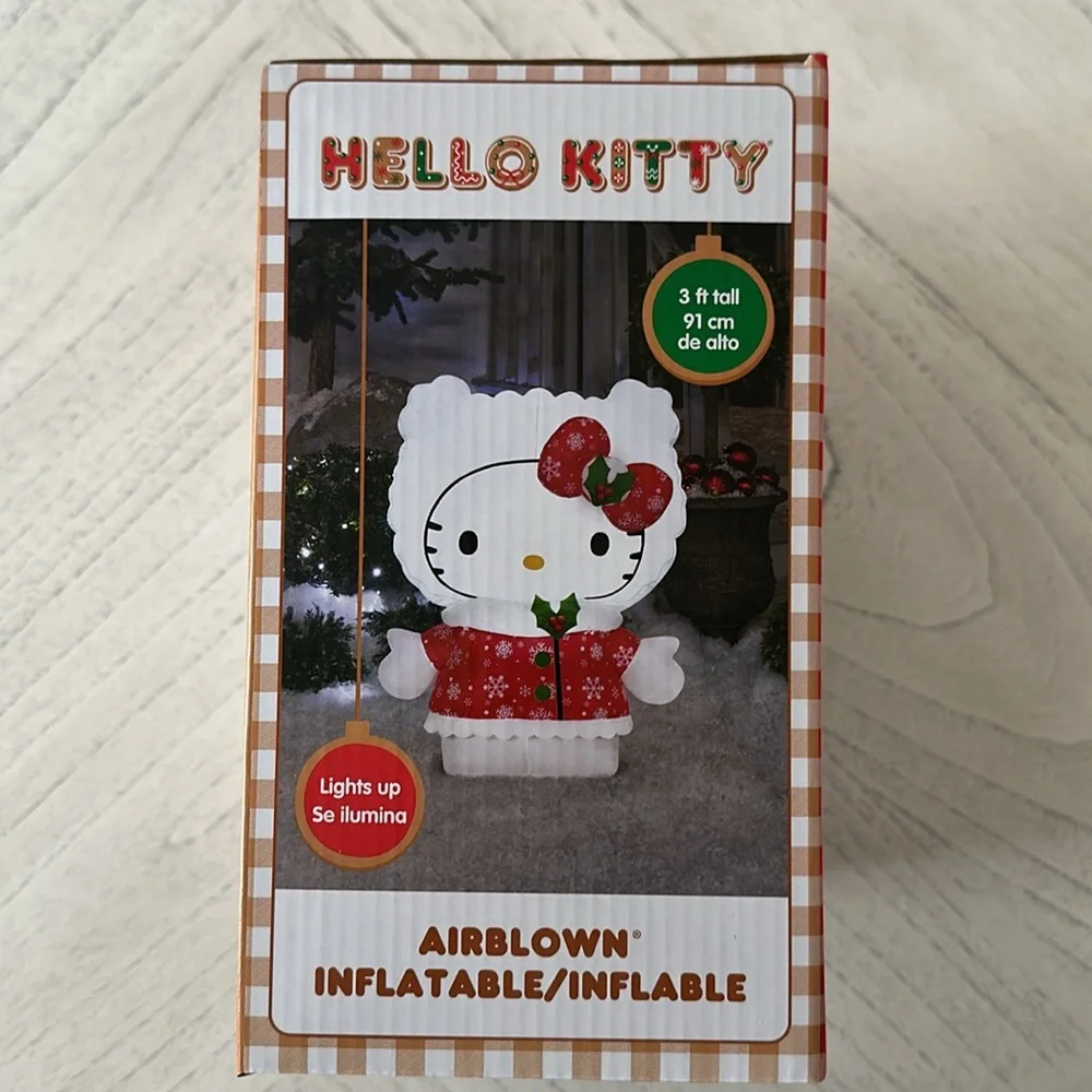 Hello Kitty Christmas Light up AirBlown Inflatable in a Snowflake Dress. NEW!